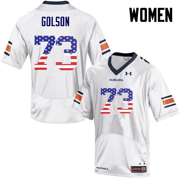 Auburn Tigers Women's Austin Golson #73 White Under Armour Stitched College USA Flag Fashion NCAA Authentic Football Jersey HLV1474TP